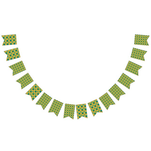 Elegantes kariertes Muster in Grün und Gold Wimpelkette (Alle)