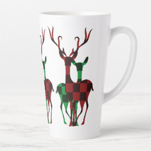 Elegantes Kariertes Rentier-Paar Red & Green Buffa Milchtasse
