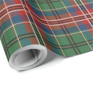 Elegantes Kariertes Rotes Grün Rustikales Tartan Geschenkpapier