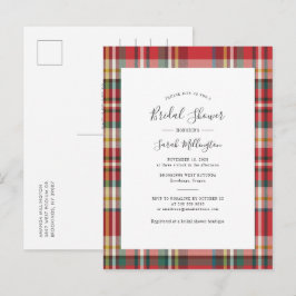 Elegantes Kariertes rustikales modernes Brautparty Einladungspostkarte