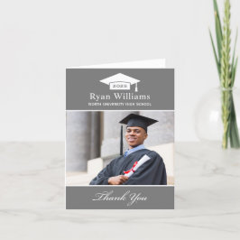 Elegantes Karkohle-Personalisiert-Abschluss-Foto Dankeskarte