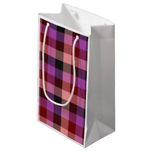 Elegantes karminrotes und pflaumenfarbenes kariert kleine geschenktüte