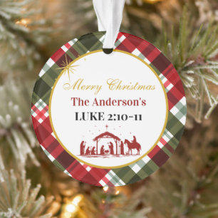 Elegantes Karo Frohe Weihnachten Bibelvers Acryl Ornament