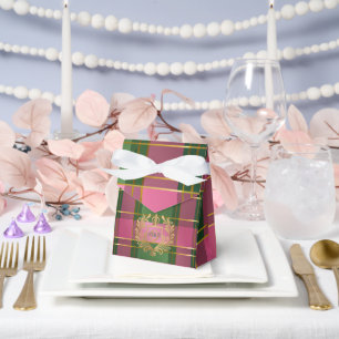 Elegantes Karo Rosa und Grün Geschenkschachtel