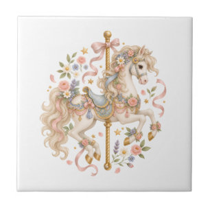 Elegantes Karussellpferd Französisches Märchen Fliese