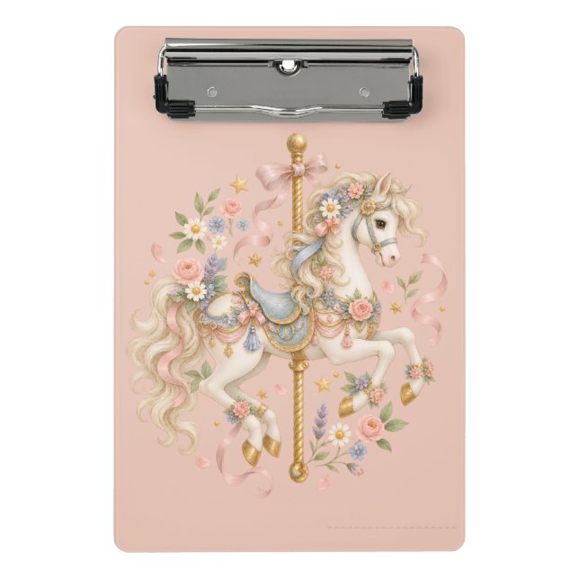 Elegantes Karussellpferd französisches Märchen Mini Klemmbrett (Vorderseite)