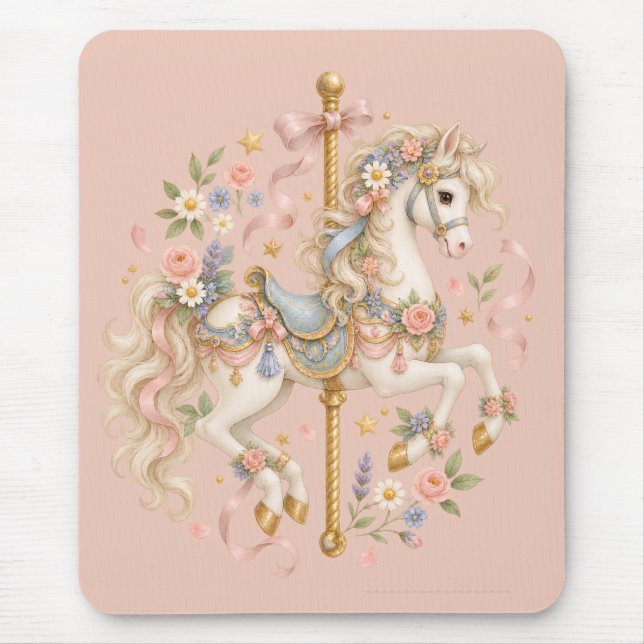 Elegantes Karussellpferd Französisches Märchen Mousepad (Vorne)