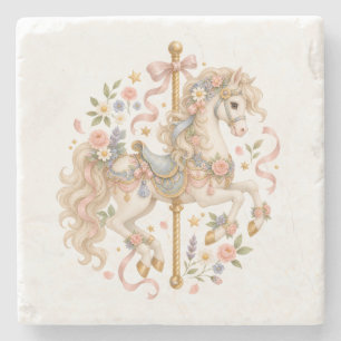 Elegantes Karussellpferd Französisches Märchen Steinuntersetzer