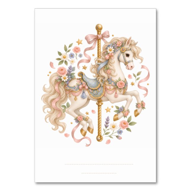 Elegantes Karussellpferd Französisches Märchen Tischnummer (Vorderseite)