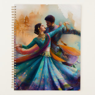 ✨Elegantes Kathak-Paartanz-Wasserfarben-Kunstwerk Planer