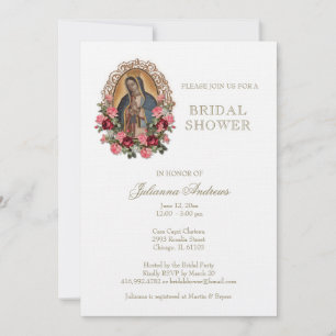 Elegantes katholisches Brautparty Guadalupe Rose Einladung
