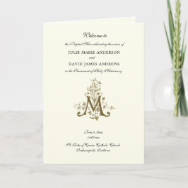 Elegantes katholisches Hochzeitsprogramm Karte