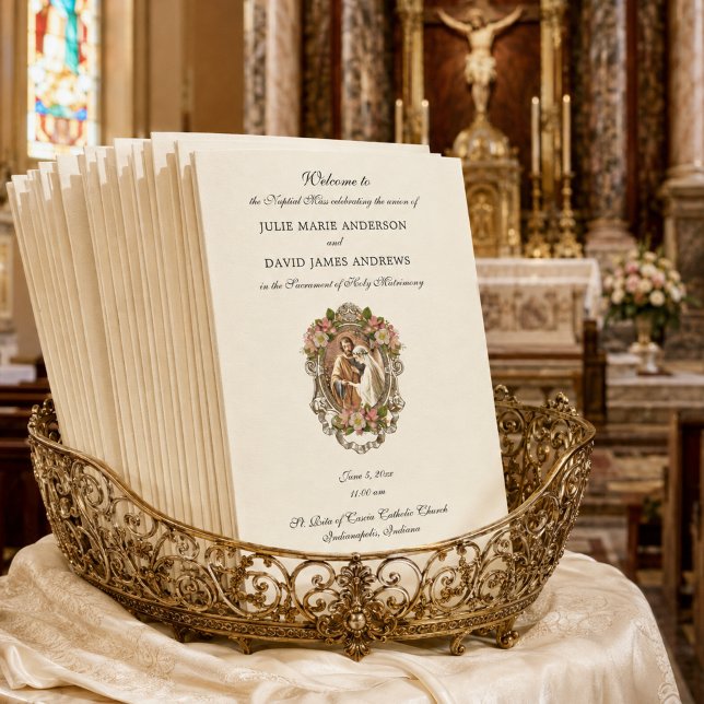 Elegantes katholisches Programm zur Hochzeit latei (Von Creator hochgeladen)