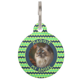 Elegantes Katzenbesitzer-Geschenk Chevron-Druck Haustiermarke