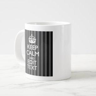 Elegantes KEEP CALM AND Ihr Text auf schwarzen Str Jumbo-Tasse