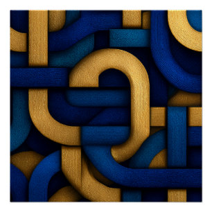 Elegantes keltisch inspiriertes blau-goldenes gefl poster