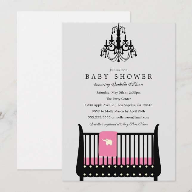 Elegantes Kinderzimmer - Hintergrundfarbe auswähle Einladung (Vorne/Hinten)