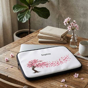 elegantes Kirschblüten-Kundenname Laptopschutzhülle
