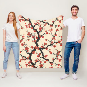 Elegantes Kirschblüten-Nahtlosmuster Fleecedecke