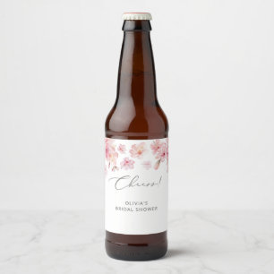 Elegantes KirschblütenBrautparty Bierflaschenetikett