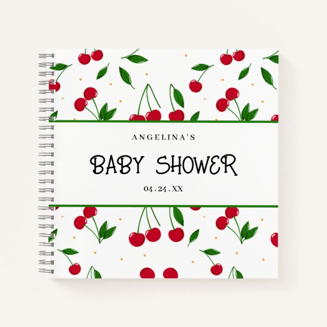 Elegantes Kirschmuster Babydusche Geschenkliste Notizbuch (Vorderseite)
