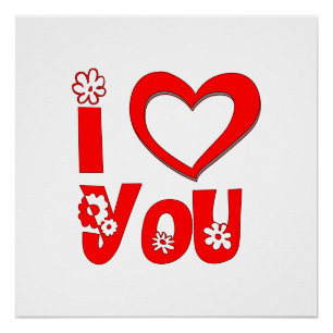 Elegantes Kissen mit I Love You Minimalistisches Poster