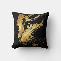 Elegantes Kissen Schwarze Katze und texturiertes G