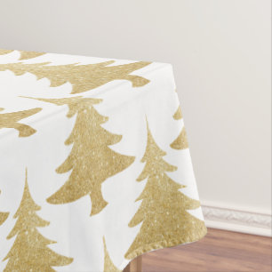 elegantes klares GoldGlitter Weihnachtsbaummuster Tischdecke
