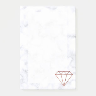 elegantes, klares Imitat Rose Gold Diamant weißer  Post-it Klebezettel