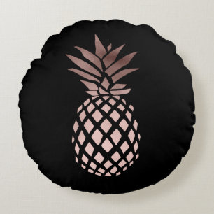 elegantes klares Imitat-Rosen-Goldtropische Ananas Rundes Kissen