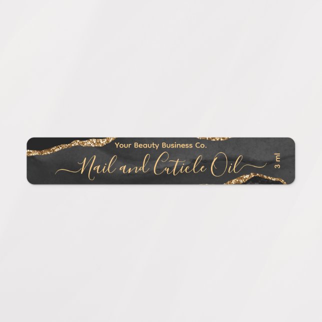 Elegantes, klassisches Black Gold Marmor Beauty-Pr Etiketten (Design 1)