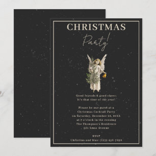 Elegantes klassisches Black Xmas Angel Weihnachts- Einladung