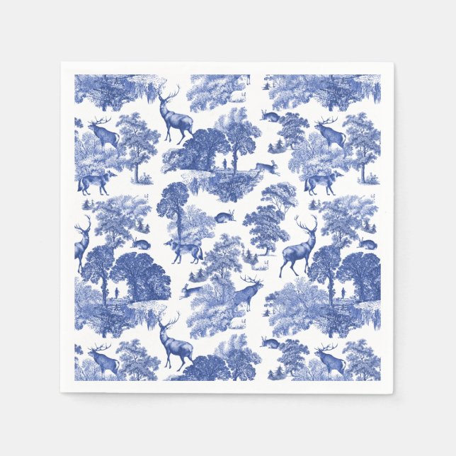 Elegantes, klassisches Blaues Französisches Toile  Serviette (Vorderseite)