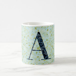Elegantes, klassisches Blumenmonogramm A in Blau m Kaffeetasse