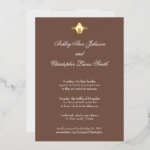Elegantes klassisches Braun-Gold-Foil Einladung