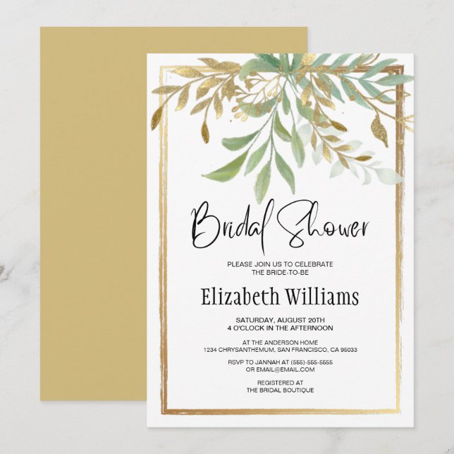 Elegantes klassisches Brautparty an der Grenze Einladung (Vorne/Hinten)