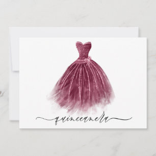 Elegantes klassisches Burgundy Dress Quinceanera P Einladung