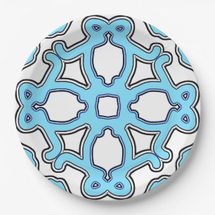 Elegantes klassisches Design in Blau und Weiß Pappteller