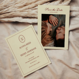 Elegantes, klassisches, elfenbeinfarbenes Hochzeit Save The Date