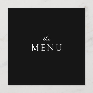 Elegantes klassisches formales Black Wedding Dinne Menükarte