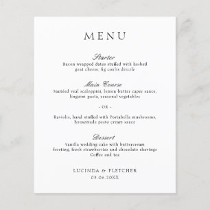 Elegantes klassisches formelles Hochzeitsmenü mit  Flyer