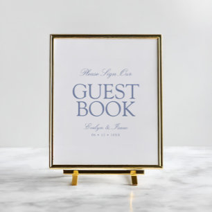 Elegantes klassisches Gästebuch Dusty Blue Poster