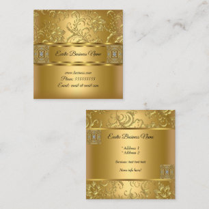 Elegantes, klassisches Gold-Damaskus-Blumen-Muster Quadratische Visitenkarte