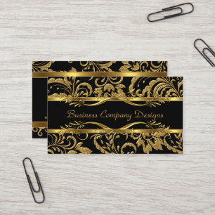 Elegantes, klassisches Gold-Schwarz-Damaskus-Präge Visitenkarte