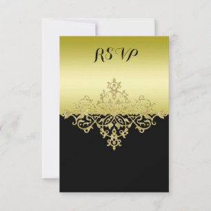 Elegantes, klassisches Gold und Black Wedding RSVP Karte