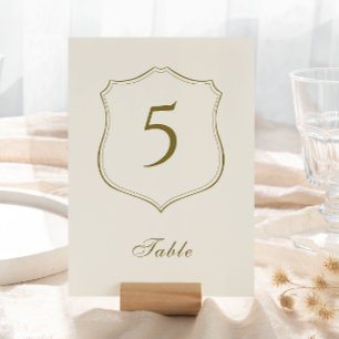 Elegantes klassisches Golden Wappen Monogram Weddi Tischnummer