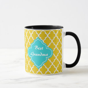 Elegantes, klassisches, hellgelbes Vierblatt-Monog Tasse
