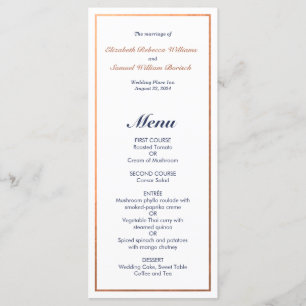 Elegantes klassisches Hochzeitsmenü für Imitate de Menükarte