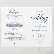 Elegantes klassisches Hochzeitsprogramm für faltba