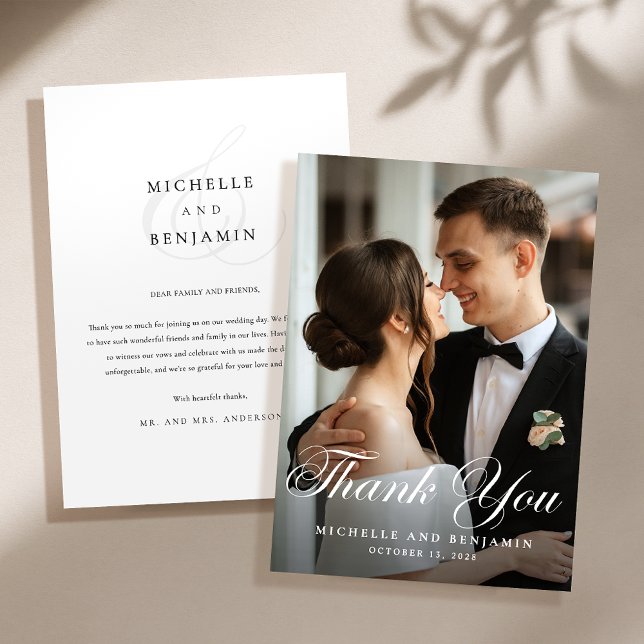 Elegantes klassisches Hochzeitssemble Dankeskarte (Von Creator hochgeladen)